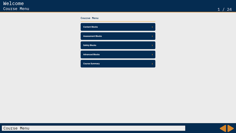 Course menu