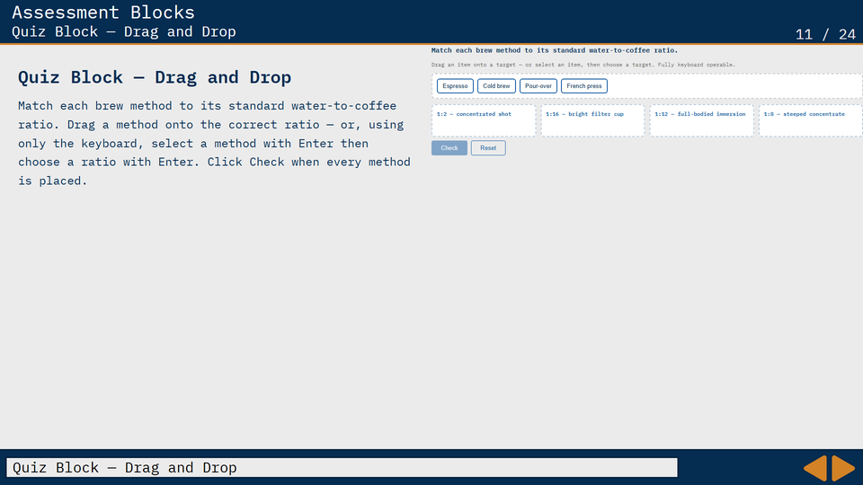 Drag-and-drop quiz