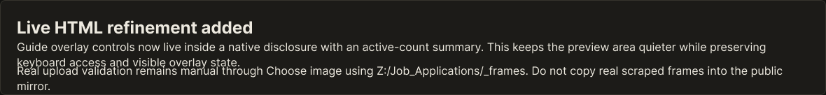 Figma note about live HTML refinement