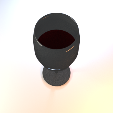Verified transparent wine glass holding a sealed red wine volume