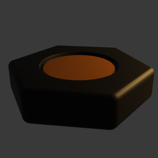 Canonical token backlit against a dark field with the amber inset still separated