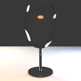 Wine glass profile diagnostic showing rotational symmetry across bowl, stem, and foot