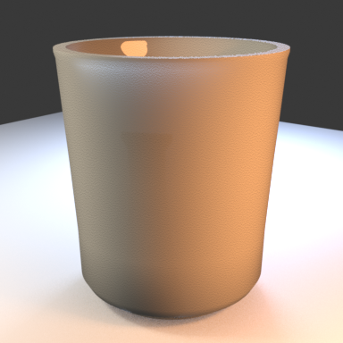 Warm opal milk-glass cup with a gentle outward taper, thick open rim, and low foot ring