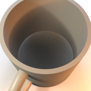 High-angle mug render showing its opening, interior cavity, and rim wall